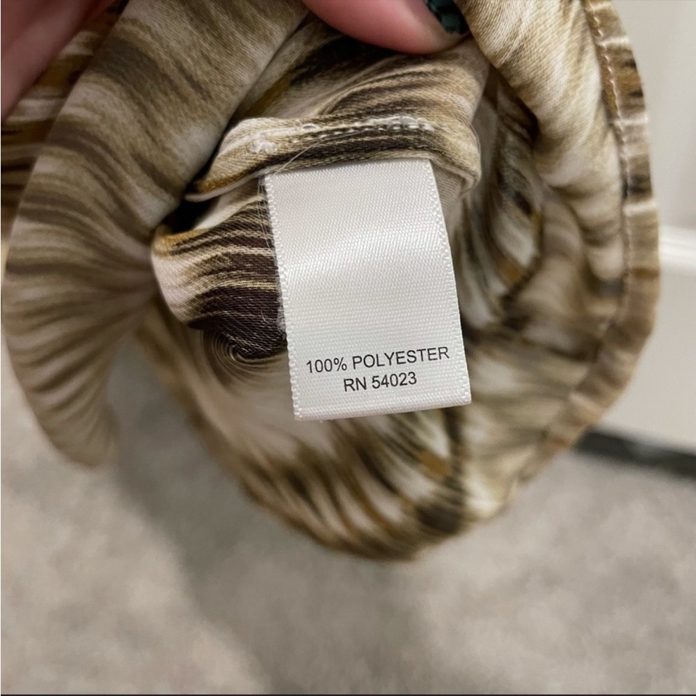 Banana Republic Tie Dye Tunic Blouse Olive Green and Beige - Picture 5 of 8